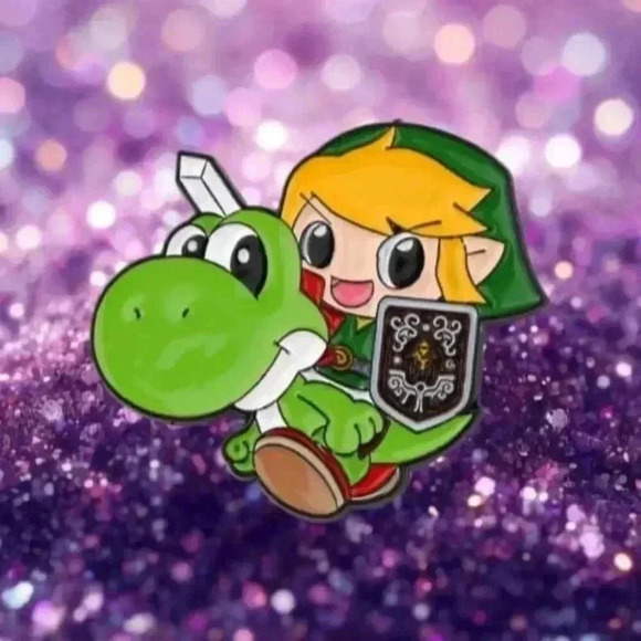 Independent Other - Epic Link & Yoshi Crossover Enamel Pin – Iconic Zelda x Mario Collab!